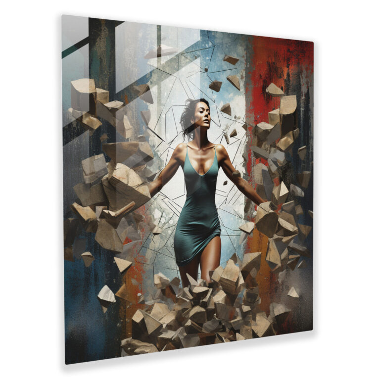 Breaking Barriers Glass Print - Woman, Home Decoration, Wall Decoration, Glass Wall Art