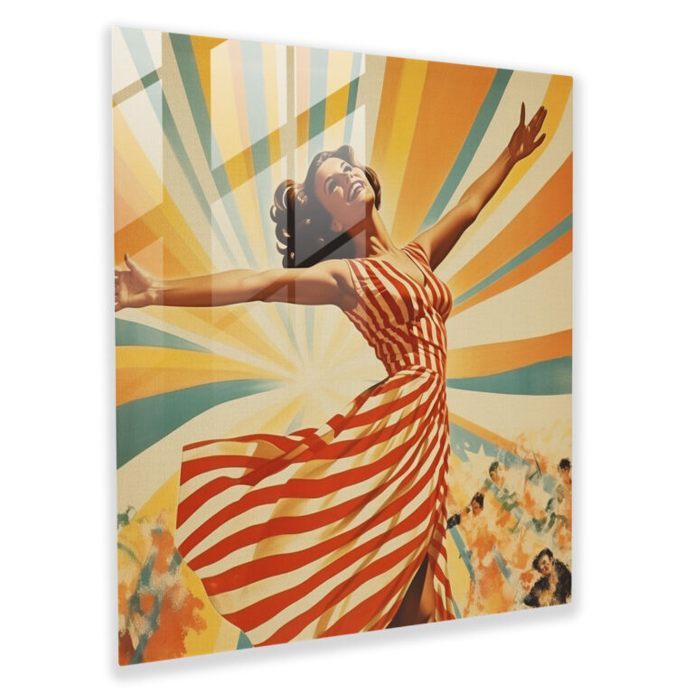 Joyful Dance Glass Print - Woman, Woman, 1960S, Glass Art