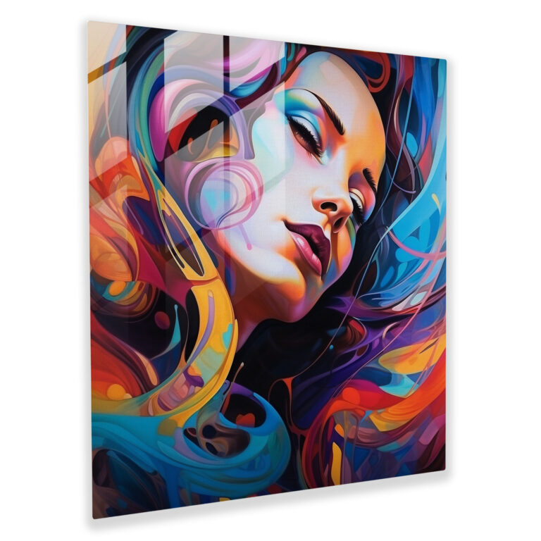 Woman Glass Print - Abstract Art - Woman, Glass Wall Art, Glass Art, Vibrant Colors