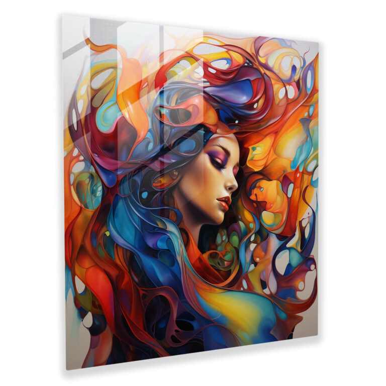 Woman: Glass Wall Art - Woman, Vibrant Colors, Woman, Home Decoration