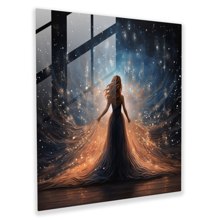 Woman: Glass Wall Art - Woman, Home Decoration, Wall Decoration, Flowing Gown