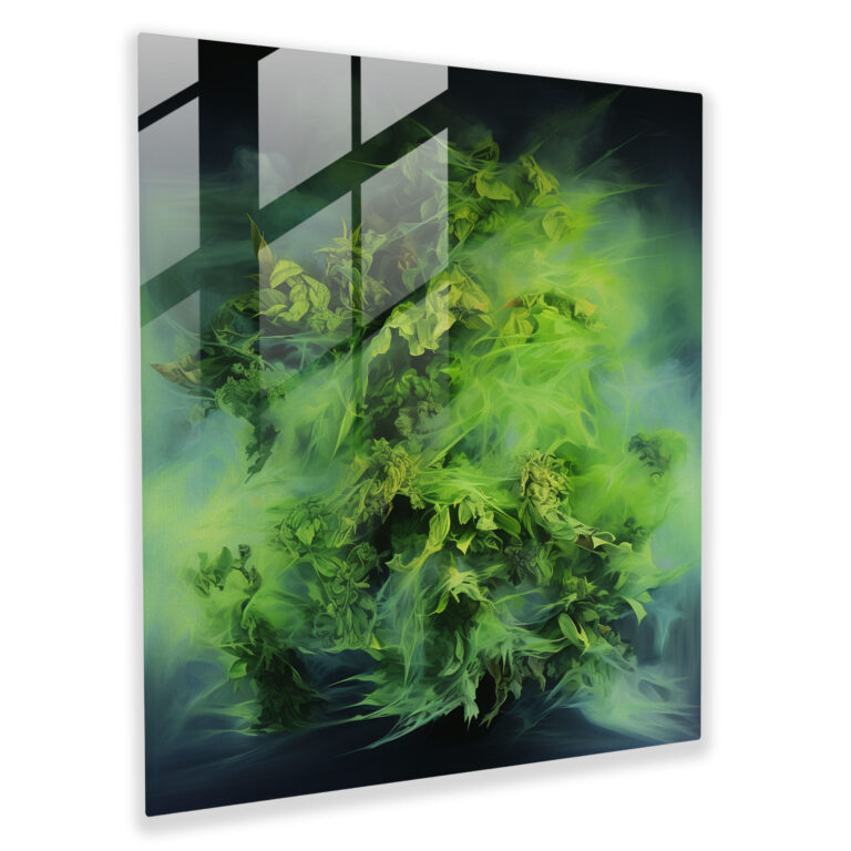 Weed Dreams Glass Print - Weed, Home Decoration, Abstract Painting, Glass Wall Art