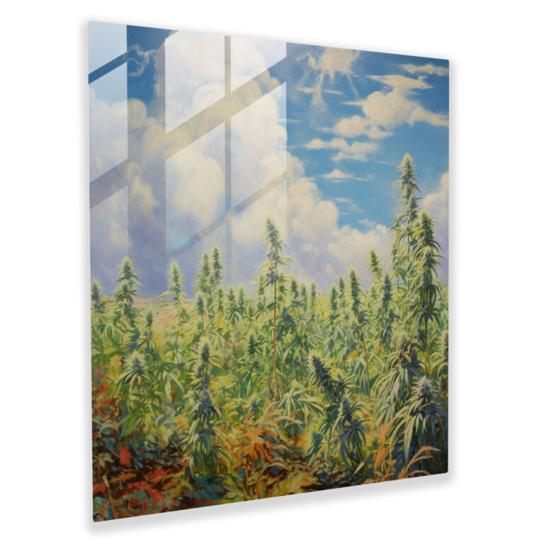 Blooming Weed Field Glass Print - Weed, Glass Print, Weed, Home Decoration