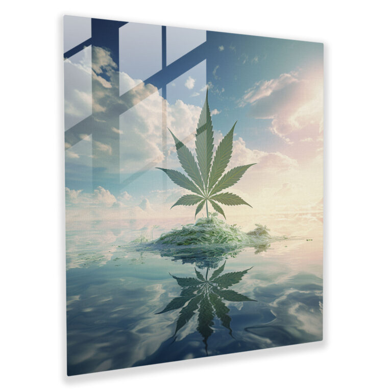 Dreamy Weed Landscape Glass Print - Weed, Modern Art, Home Decoration, Glass Wall Art