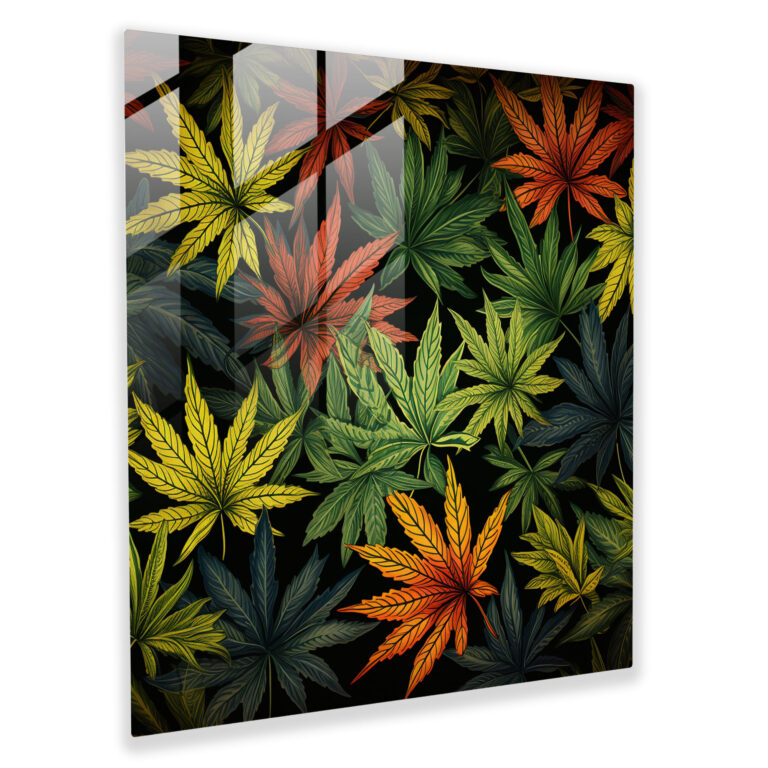 Contemporary Weed Patterns Glass Print - Weed, Glass Wall Art, Weed, Glass Print