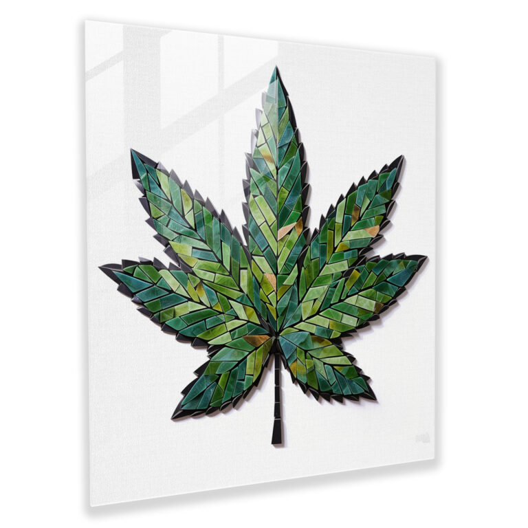 Geometric Weed Mosaic Glass Print - Weed, Weed, Glass Wall Art, Glass Print