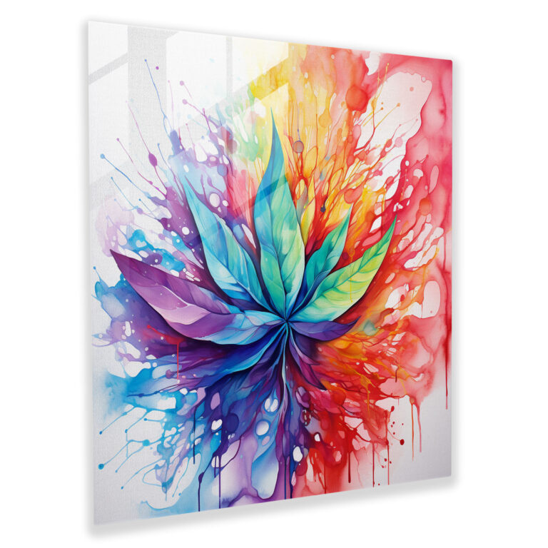 Weed Wonderland Glass Print - Weed, Vibrant Colors, Glass Wall Art, Marijuana Leaf