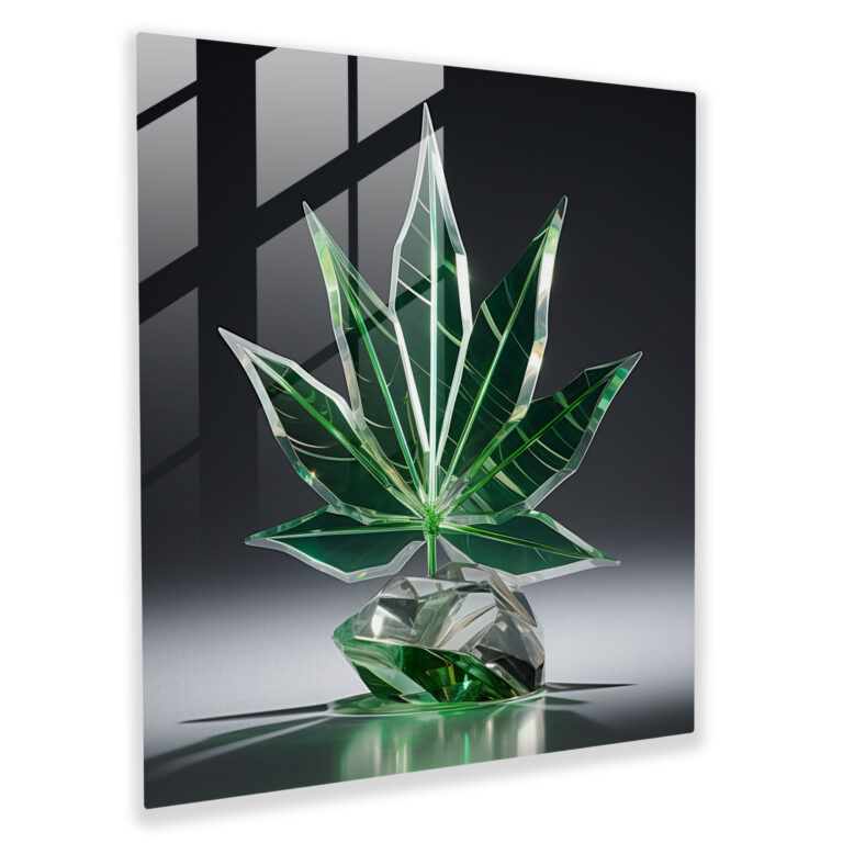 Ethereal Cannabis Glass Print - Weed, Modern Art, Sculpture, Futuristic