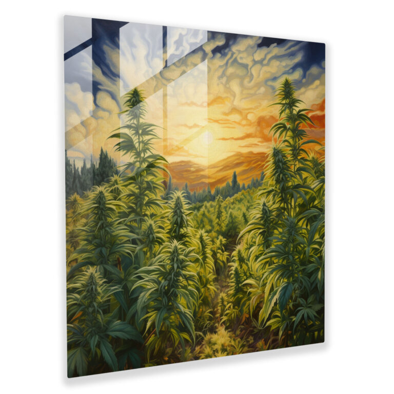 Breezy Cannabis Glass Print - Weed, Sunlight, Modern Art, Glass Print