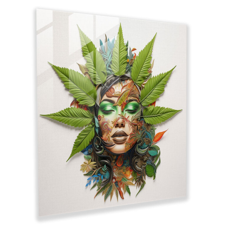 Marijuana Mosaic Glass Print - Weed, Collage Artwork, Modern Art, Glass Art