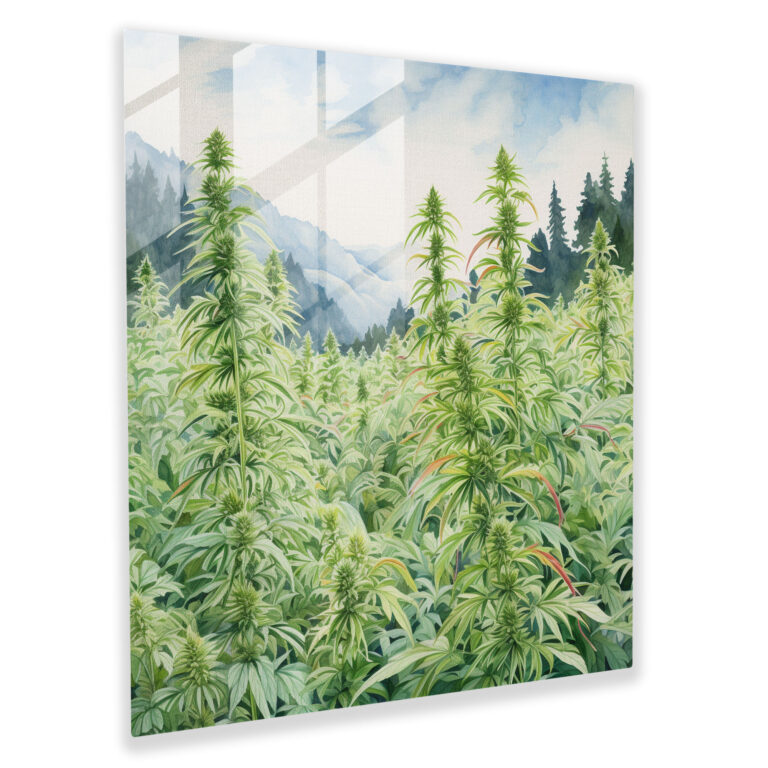 Nature's Harvest Glass Print - Weed, Glass Art, Weed, Watercolor