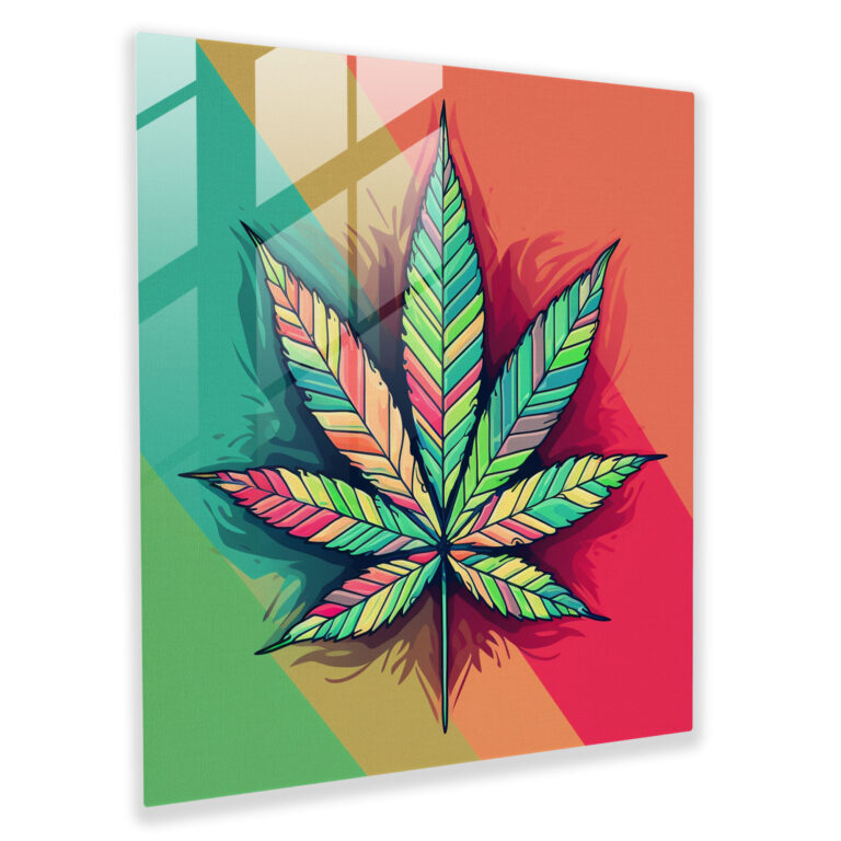 Pop Leaf Glass Print - Weed, Weed, Modern Art, Home Decoration