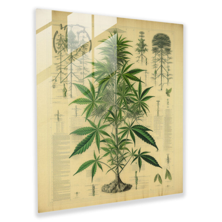 Botanical Elegance Glass Print - Weed, Modern Art, Botanical, Scientific Illustration