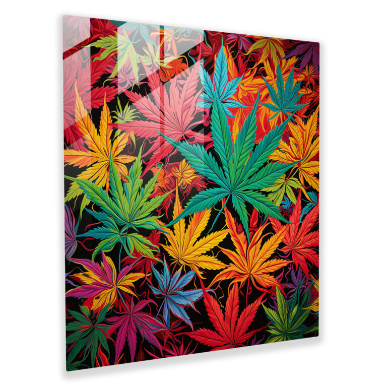 Pop Cannabis Glass Print - Weed, Cannabis Leaves, Glass Print, Weed
