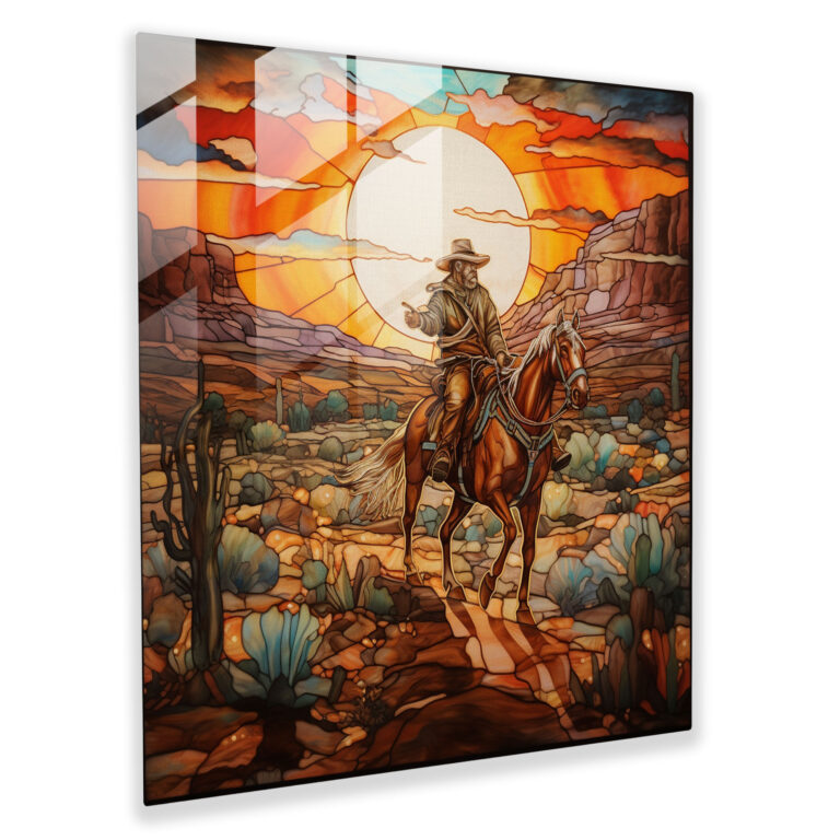 Lone Cowboy Glass Print, Mesmerizing Glass Wall Art, Home Decoration, Wall Decor, Glass Art, Modern Artwork