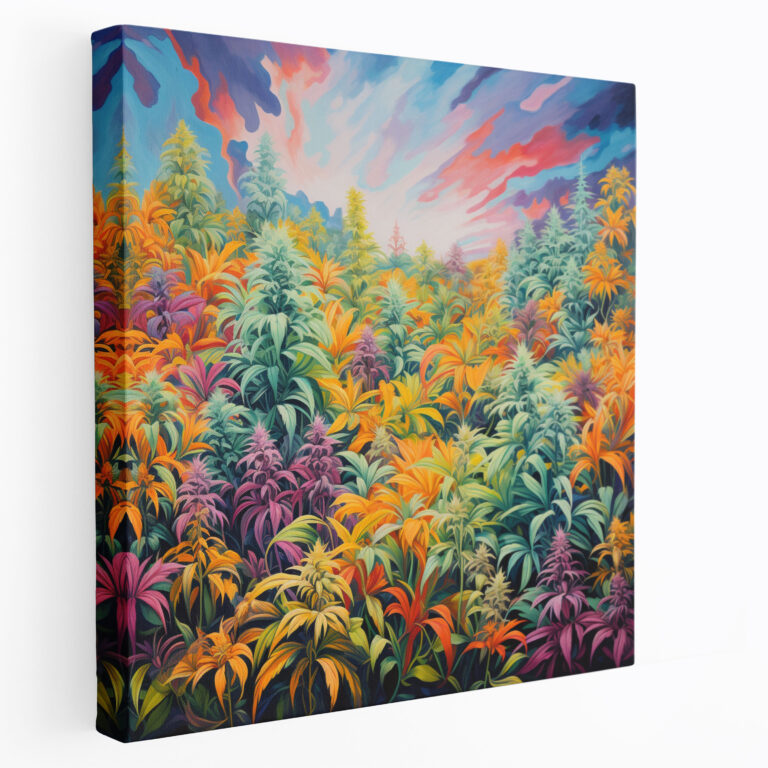 Weed Canvas Print - Impressionist Marijuana Field Wall Art - Weed, Vibrant Colors, Weed, Impressionist Painting