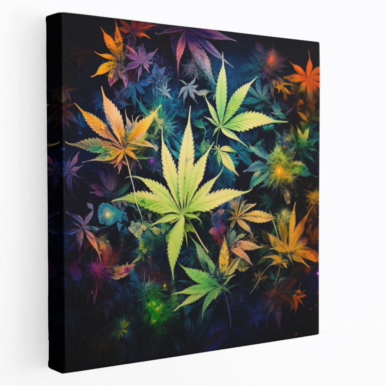 Weed Wall Decoration - Abstract Marijuana Leaves Canvas Print - Weed, Canvas Print, Abstract Artwork, Wall Art