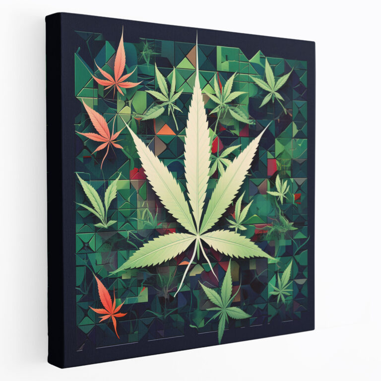 Weed Wall Art - Geometric Marijuana Symbols Canvas Print - Weed, Wall Decoration, Canvas Wall Art, Marijuana Symbols