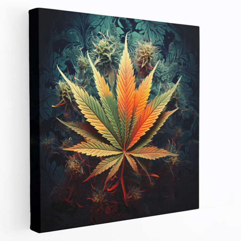 Weed Wall Art - Intricate Marijuana Leaf - Weed, Home Decoration, Weed Wall Art, Contemporary Style
