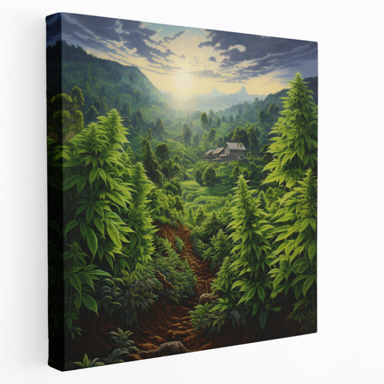 Weed Canvas Print - Picturesque Marijuana Plantation - Weed, Lush Green Fields, Natural Beauty, Canvas Wall Art