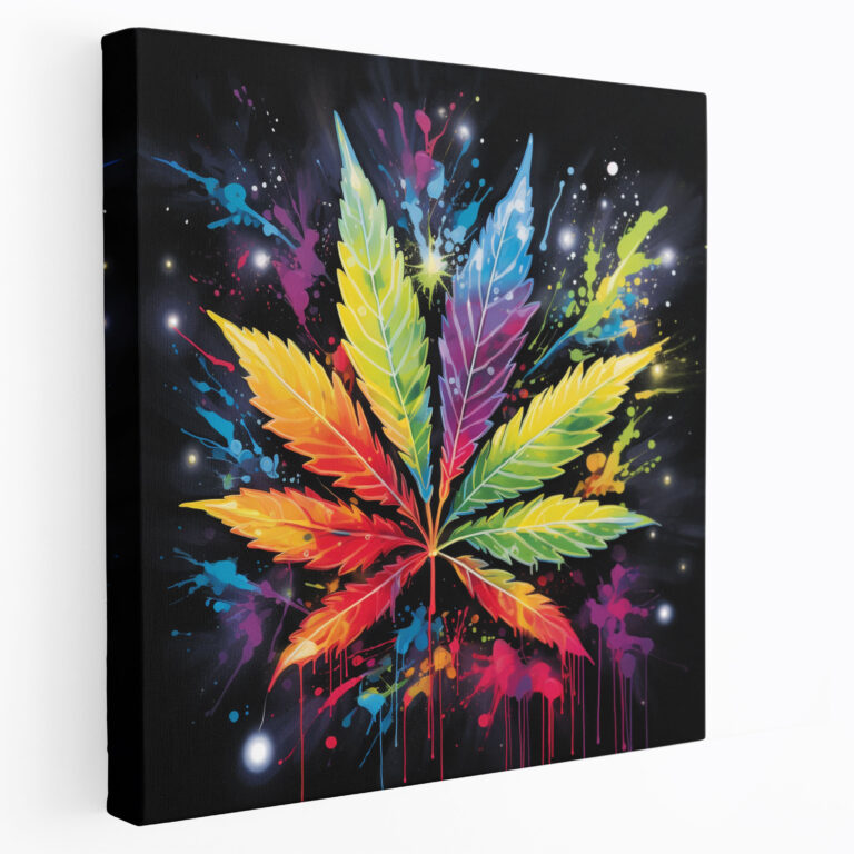 Weed Wall Decoration - Graffiti-Inspired Marijuana Leaf - Weed, Weed Wall Decoration, Graffiti-Inspired Artwork, Vibrant Colors