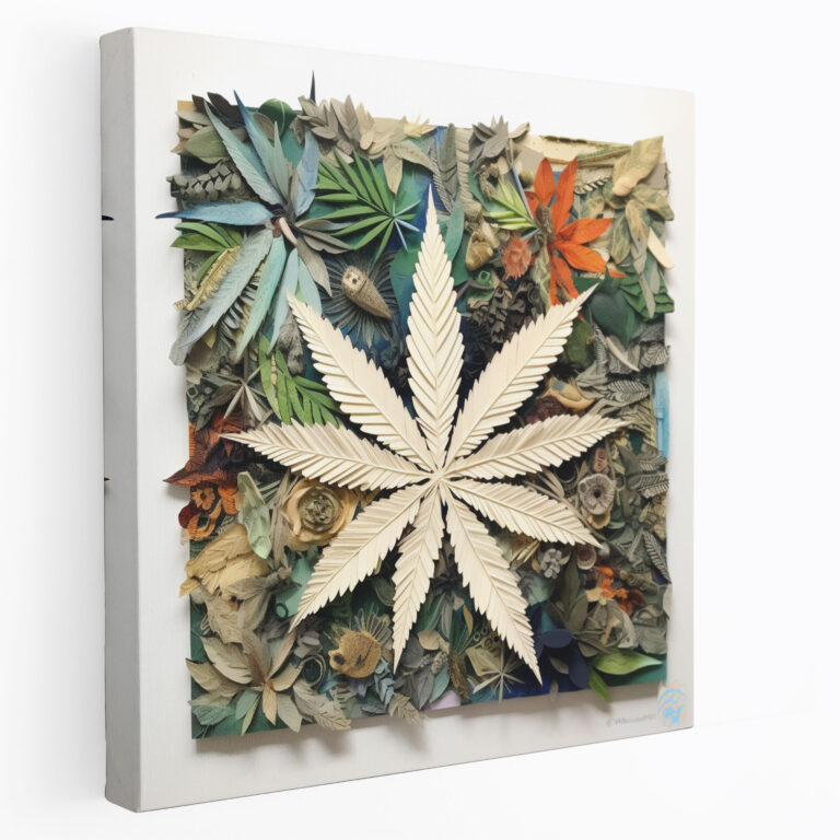 Weed Canvas Print - Eco-Friendly Mixed Media Collage - Weed, Wall Decoration, Home Decoration, Wall Art