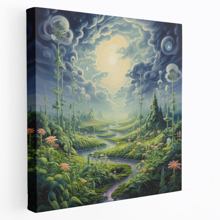Weed Canvas Print - Whimsical Surrealistic Landscape - Weed, Wall Art, Artistic Wonder, Dreamlike Landscape