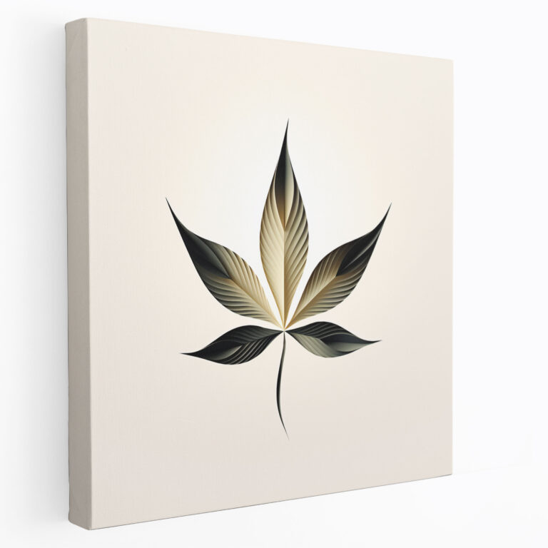 Weed Wall Art - Minimalist Abstract Marijuana Leaf - Weed, Modern Elegance, Canvas, Sleek Look