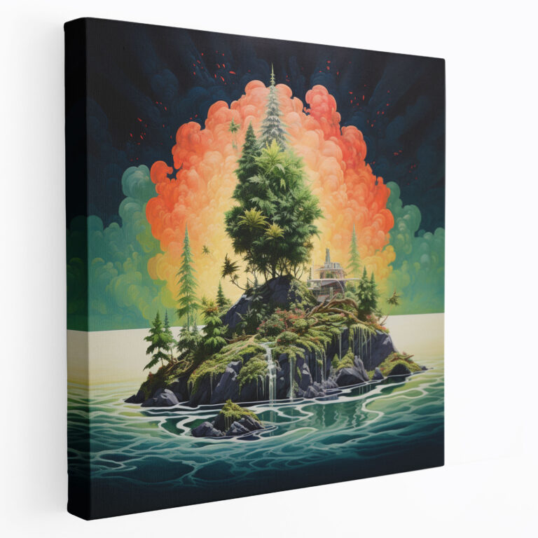 Weed Wall Art - Floating Island - Weed, Canvas Print, Surrealistic Painting, Wall Art