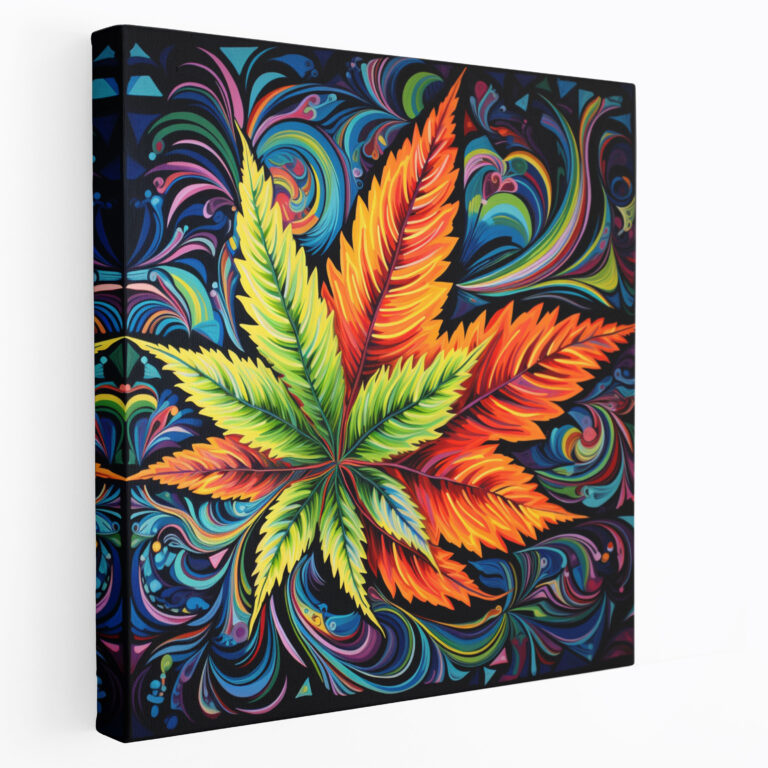 Weed Canvas Print - Weed, Wall Decoration, Abstract Painting, Cannabis Leaf