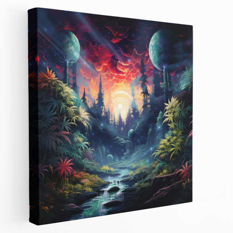 Weed Canvas Print: Surreal Marijuana Forest - Weed, Wall Decoration, Weed, Wall Art