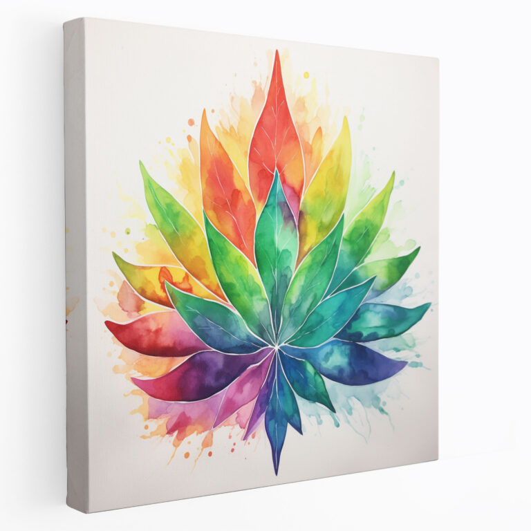 Weed Abstract Canvas Print - Weed, Vibrant Colors, Abstract Watercolor Painting, Weed
