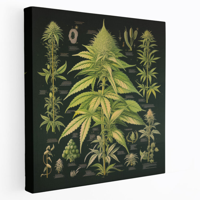 Botanical Weed Canvas Print - Weed, Wall Art, Home Decoration, Strains