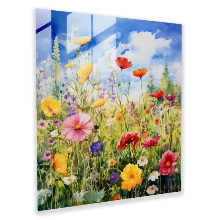 Wildflower Dreams Glass Print - Wildflower, Glass Art, Watercolor Painting, Wall Decoration