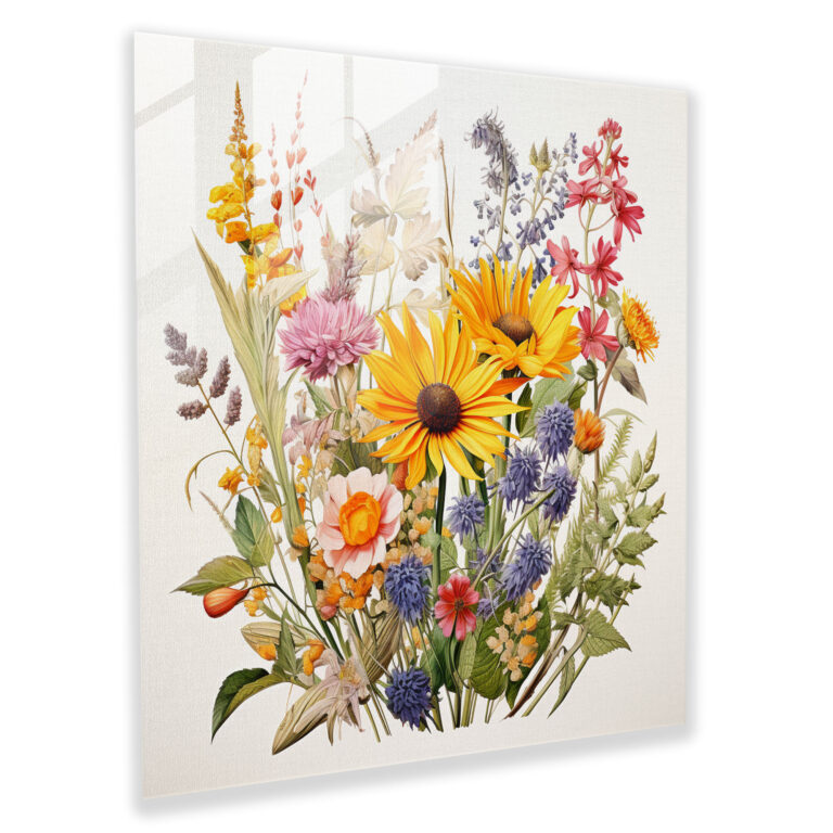 Botanical Wildflower Glass Print - Wildflower, Glass Art, Detailed, Wall Decoration