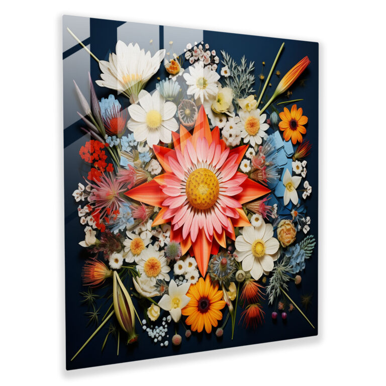 Wildflower Geometric Glass Print - Wildflower, Glass Wall Art, Glass Print, Modern Art