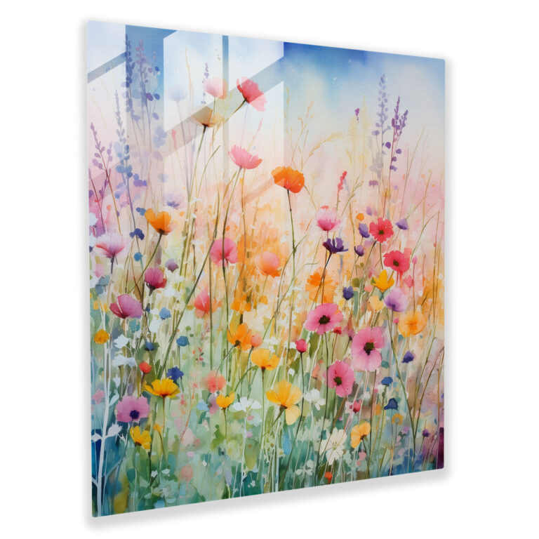 Wildflower Dreams Glass Print - Wildflower, Wall Decoration, Vibrant Colors, Watercolor Painting