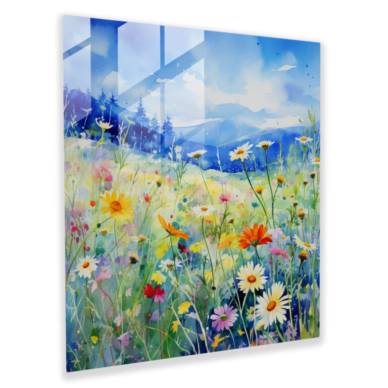 Wildflower Watercolor Glass Print - Wildflower, Glass Art, Glass Wall Art, Modern Art