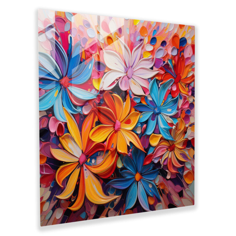 Abstract Wildflower Glass Print - Wildflower, Colorful Wildflowers, Modern Art, Home Decoration