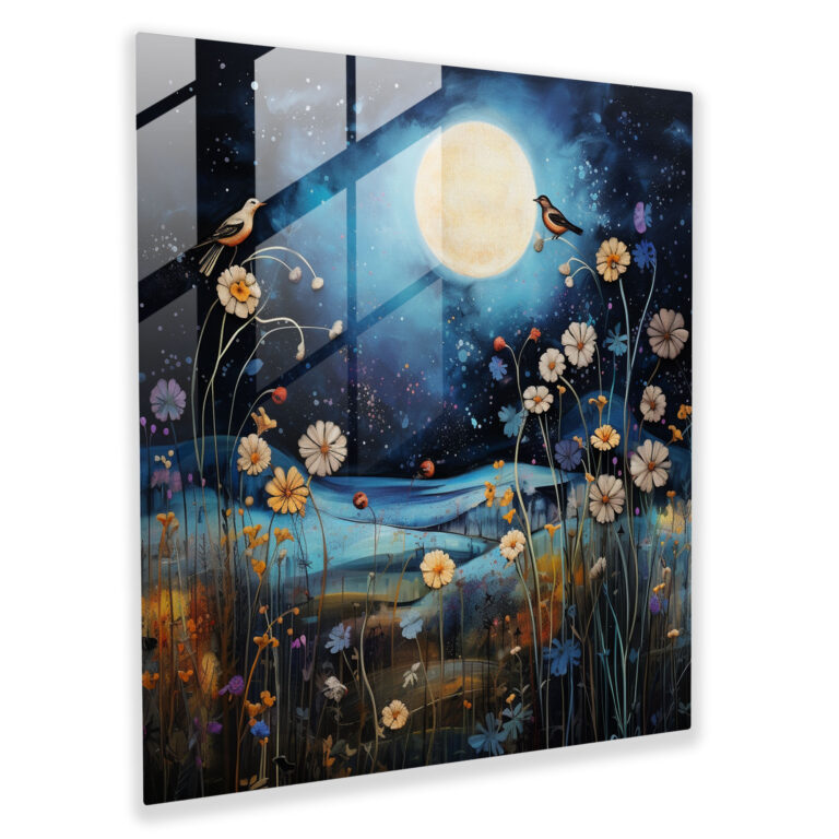 Surreal Wildflower Glass Print - Wildflower, Starry Night Sky, Glass Art, Wildflower