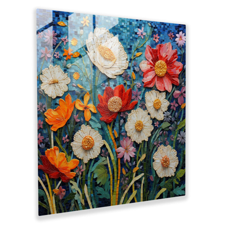 Wildflower Mosaic Glass Print - Wildflower, Stunning Pattern, Wall Decoration, Glass Art