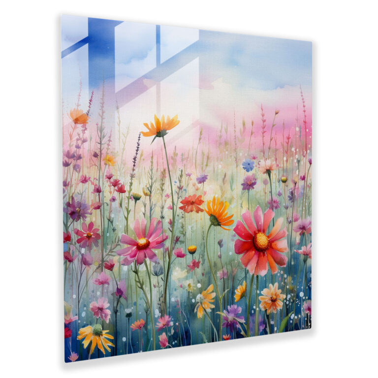 Wildflower Watercolor Glass Print - Wildflower, Glass Wall Art, Glass Print, Watercolor Painting