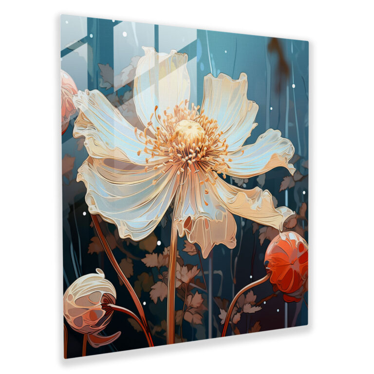 Wildflower Digital Illustration Glass Print - Wildflower, Wall Decoration, Home Decoration, Wildflower