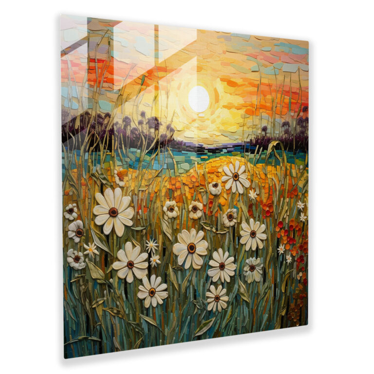 Wildflower Mosaic - Glass Wall Art - Wildflower, Intricate Design, Wall Decoration, Artistic Flair