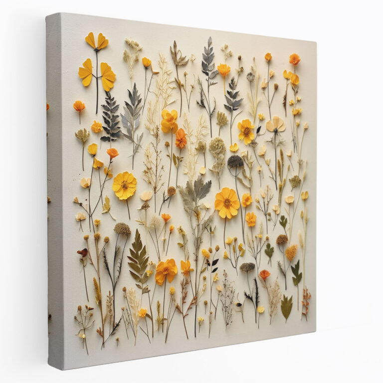 Wildflower Wall Art - Collage Canvas Print - Wildflower, Wildflower, Nature's Textures, Pressed Wildflowers