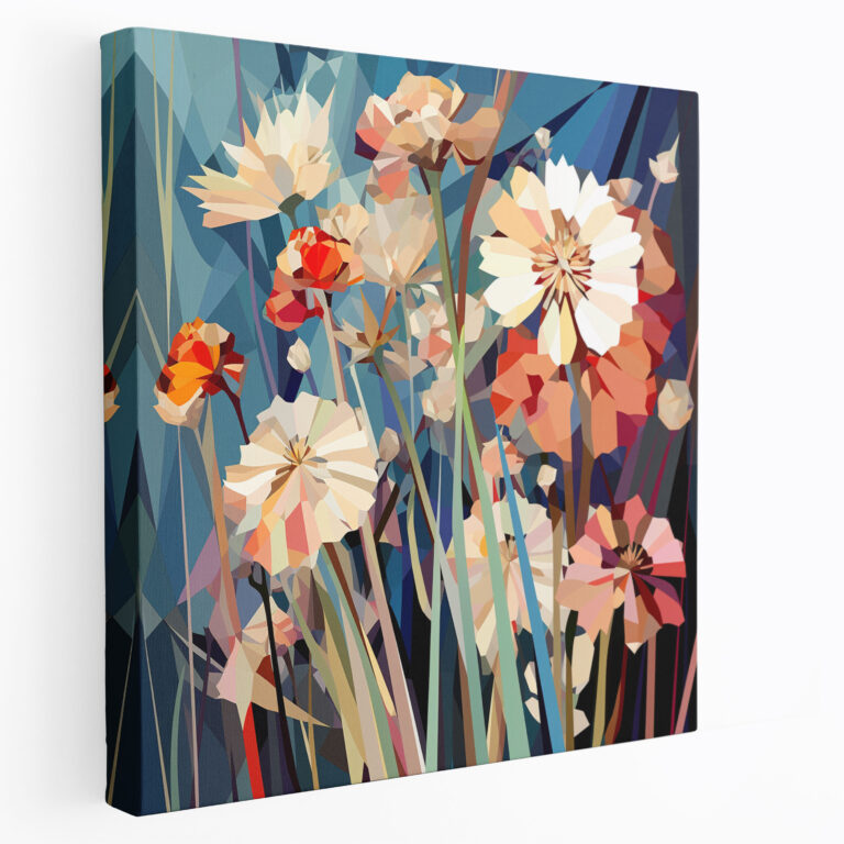 Wildflower Canvas Print - Geometric Blooms - Wildflower, Digital Artwork, Geometric Pattern, Canvas