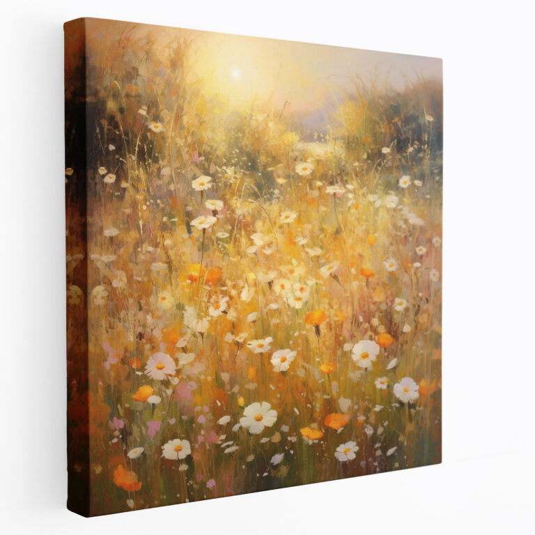 Wildflower Canvas Print - Golden Sunlit Meadow - Wall Decoration - Wildflower, Canvas, Canvas Print, Wildflower