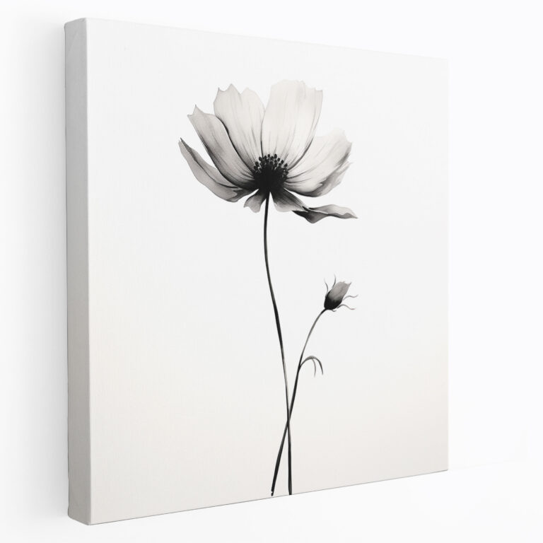 Wildflower Canvas Print - Delicate Minimalist Sketch - Wall Art - Wildflower, Wall Decoration, Canvas, Clean Lines