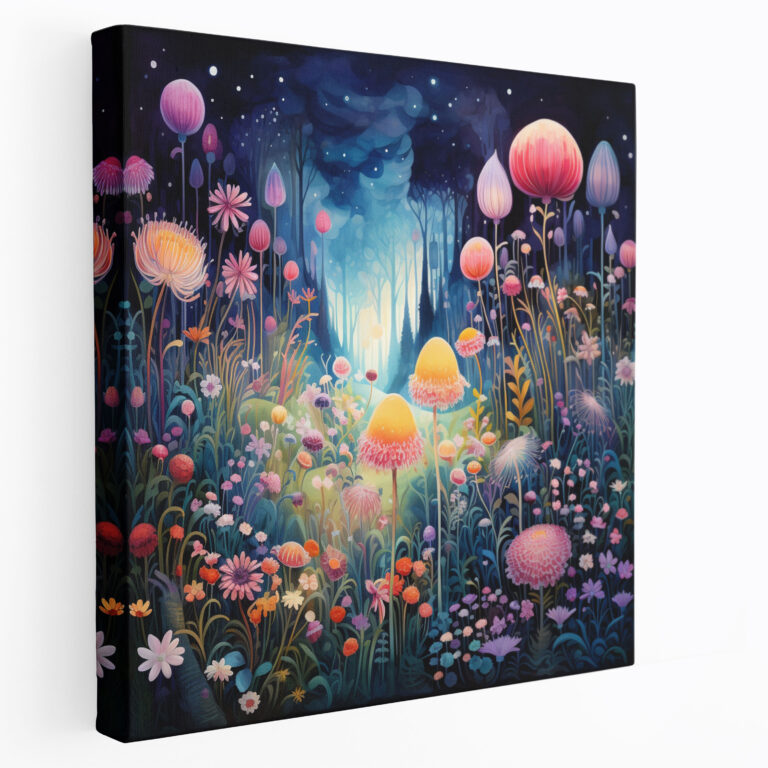 Wildflower Wall Art - Whimsical Fantasy Illustration - Canvas Print - Wildflower, Vibrant Colors, Imagination Blooms, Canvas