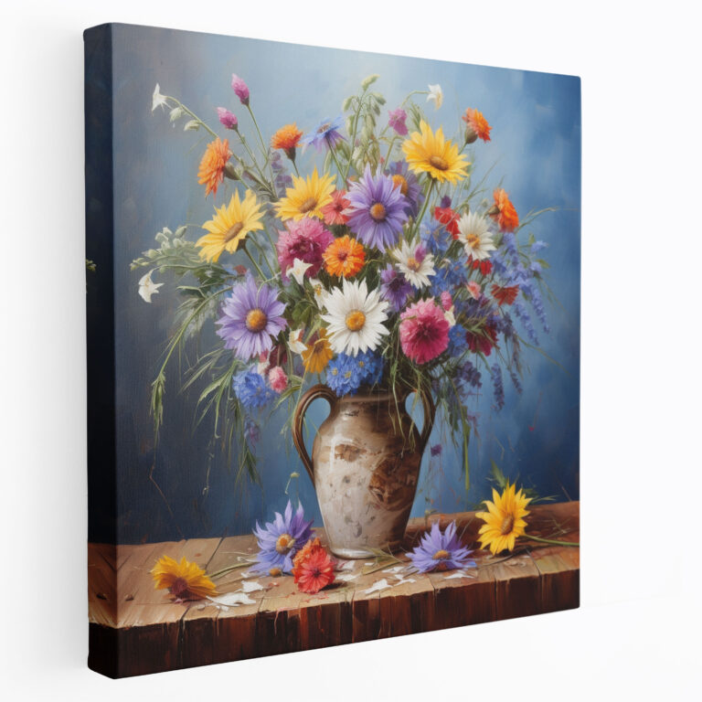 Wildflower Home Decoration - Wildflower, Canvas Wall Art, Realistic Acrylic Painting, Bouquet Of Wildflowers